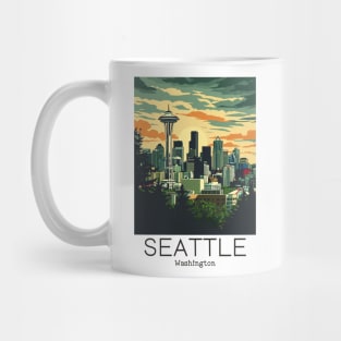 A Vintage Travel Illustration of Seattle - Washington - US Mug